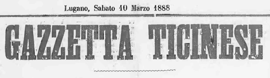Titolo Gazzetta Ticinese 3 Marzo 1888